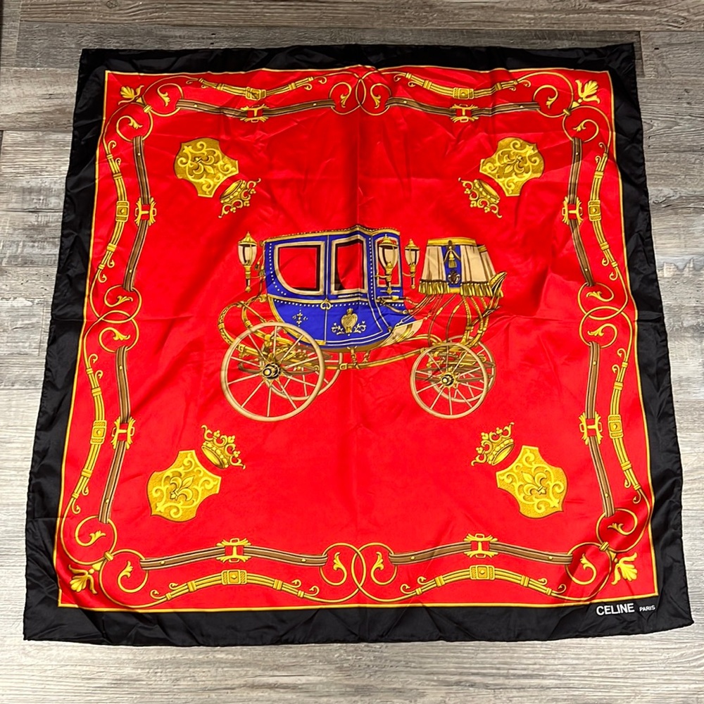 90s Vintage Celine Paris 100% silk scarf